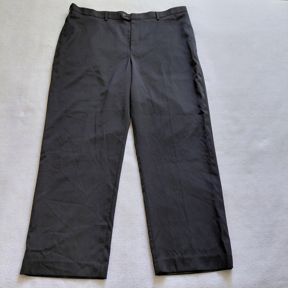Savane Dress Pants Men Black Size 42x32 Straight Leg Classic Fit Preppy Business